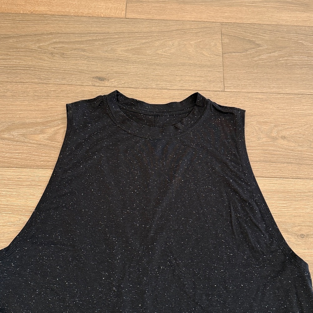 LULULEMON Black White Speckle All Yours Boyfriend Tank Active Muscle Top Size 12 - Picture 4 of 11